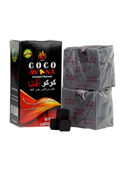 Coco Avana Hookah Coals Flats Coconut Charcoal for Hookah, 96 Pieces, Black