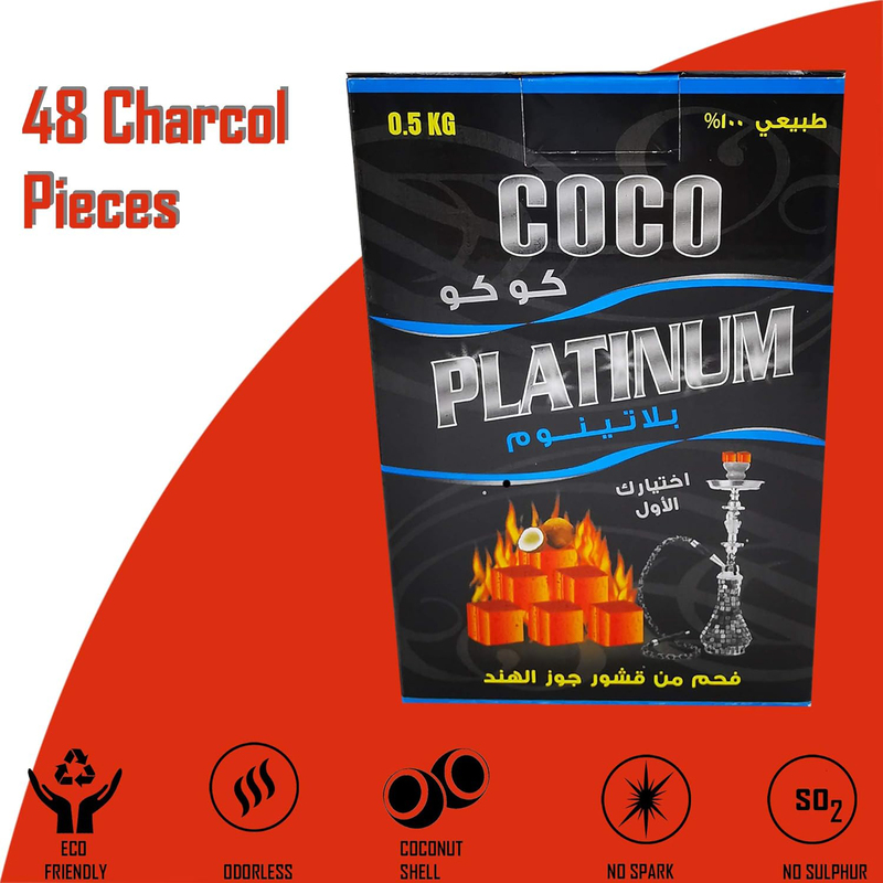 Coco 100% Platinum Coconut Shell Charcoal, 500gm, Black