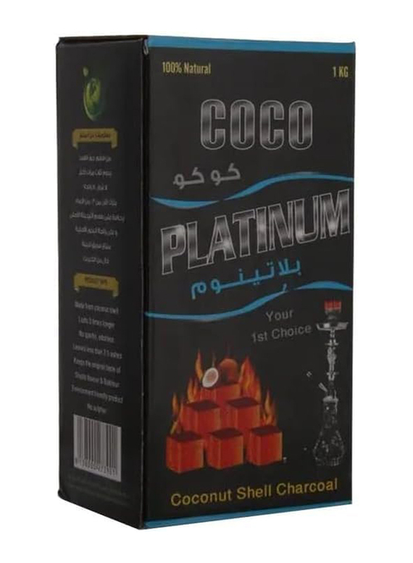 Coco Platinum Coconut Shell Charcoal - 100% Natural Coal Cubes, 1 Kg, Black