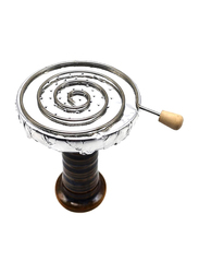 X Torbo Snail Coils/Hookah Shisha Charcoal Holder Bowl Tray with Wood Handle, Silver/Beige