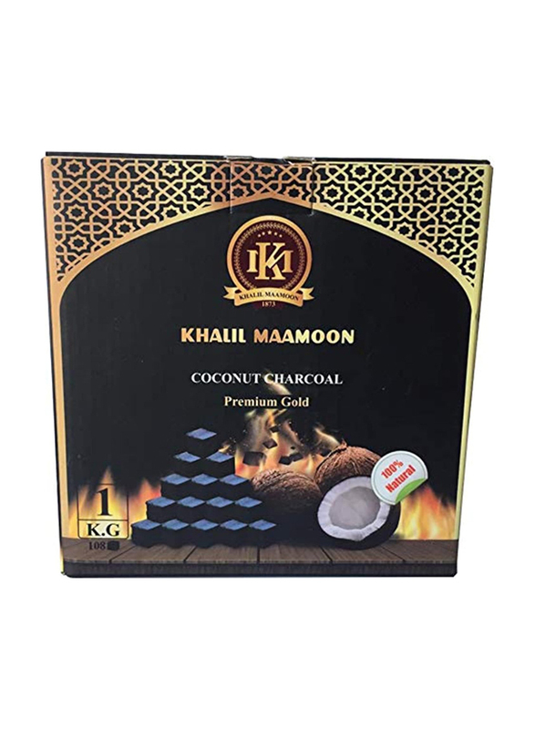 

Khalil Mamoon 108-Piece Coconut Coated Charcoal Set for Bakhour, 1Kg, Black