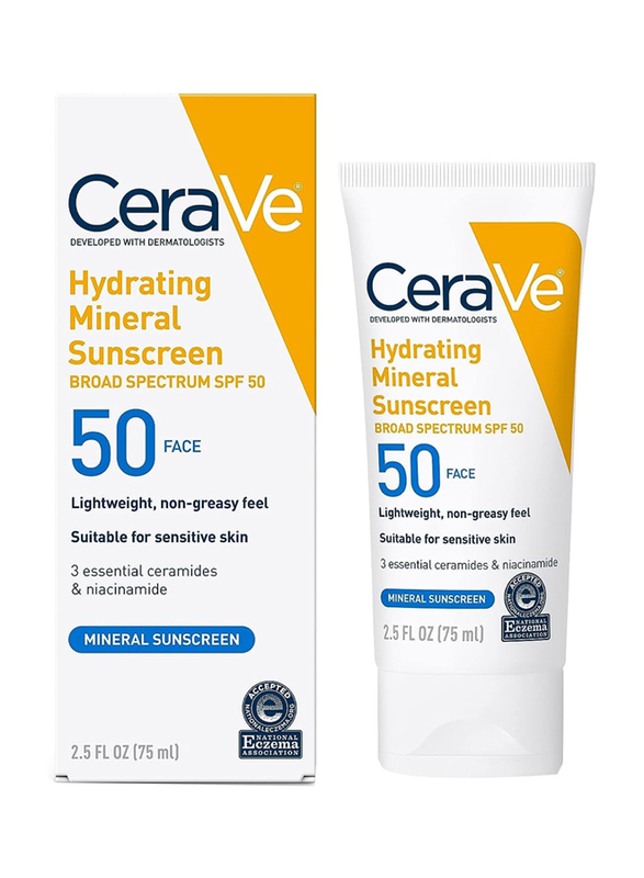 Cerave Hydrating Mineral Sunscreen SPF 50, 2.5 oz