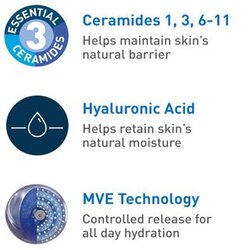 CeraVe Moisturizing Cream 48H Body and Face Moisturizer for Dry to Very Dry Skin with Hyaluronic Acid and Ceramides Fragrance Free 16Oz, 454 g