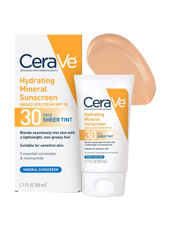 Cerave Hydrating Mineral Tinted Sunscreen with SPF 30, 1.7 oz