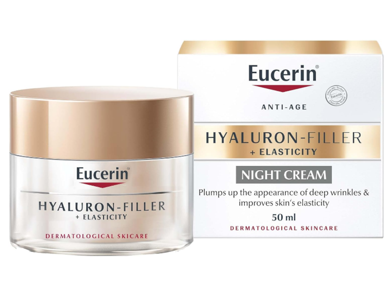 

Eucerin Hyaluron-Filler + Elasticity Night Cream Plumps Up Deep Wrinkles, Enhances Skin Elasticity And Corrects Age-Spots for All Skin Types, 50ml