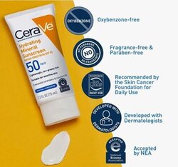 CeraVe 100% Mineral Sunscreen SPF 50 Face Sunscreen with Zinc Oxide & Titanium Dioxide for Sensitive Skin 2.5 oz, 1 Pack