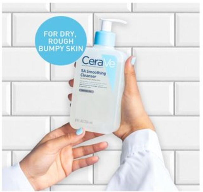 CeraVe SA Smoothing Cleanser Face and Body Salicylic Acid Wash and Exfoliant for Normal, Dry and Rough Skin with Hyaluronic Acid, 236 ML