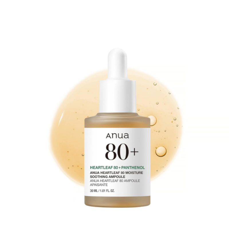 

Anua Heartleaf 80 Soothing Ampoule, Hydration Facial Serum for Glass Skin, Panthenol, Hyaluronic Acid, Non-Greasy, Gentle Formula, Lightweight Essence
