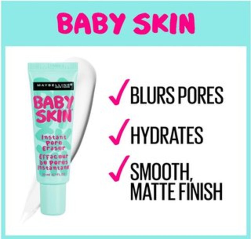 Maybelline New York Foundation Primer, Instant Pore Eraser Foundation, Smooth Matte Finish, Blurs Pores, Baby Skin