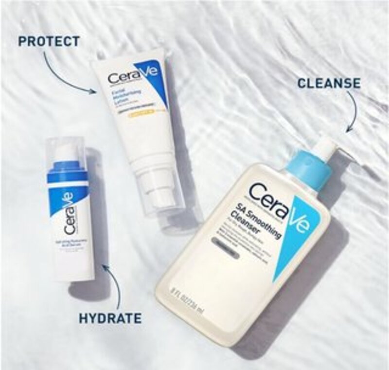 CeraVe SA Smoothing Cleanser Face and Body Salicylic Acid Wash and Exfoliant for Normal, Dry and Rough Skin with Hyaluronic Acid, 236 ML