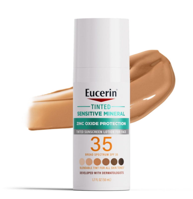 

Eucerin Eucerin Sun Tinted Sensitive Mineral Face Sunscreen Lotion SPF 35, Non-Comedogenic Mineral Sunscreen with Gentle Zinc Oxide Protection for Sensitive S