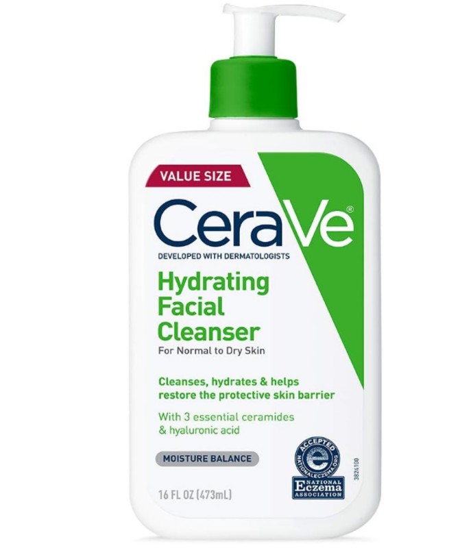

CeraVe Hydrating Facial Cleanser, Moisturizing Non-Foaming Face Wash with Hyaluronic Acid, Ceramides and Glycerin, Fragrance Free Paraben Free, 16 Flu