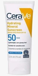 CeraVe 100% Mineral Sunscreen SPF 50 Face Sunscreen with Zinc Oxide & Titanium Dioxide for Sensitive Skin 2.5 oz, 1 Pack