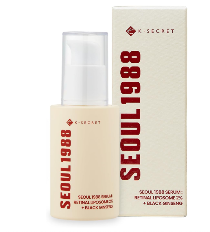 

K-SECRET SEOUL 1988 Retinal Serum: 2% Retinal Liposome Black Ginseng Niacinamide Bakuchiol Vitamin C & 3 Peptides for Wrinkle Care Anti Aging - Korean
