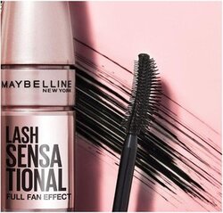 Maybelline New York Volume Mascara, Washable, Full Fan Effect, Long Eyelashes, Clump free, Lash Sensational, Very Black