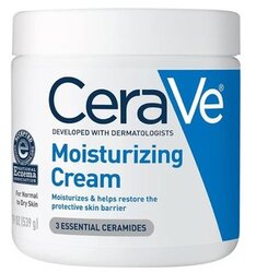 CeraVe Moisturizing Cream 48H Body and Face Moisturizer for Dry to Very Dry Skin with Hyaluronic Acid and Ceramides Fragrance Free 16Oz, 454 g