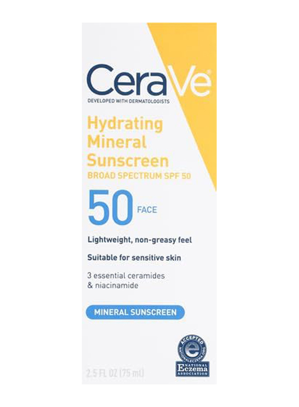 Cerave Hydrating Mineral Sunscreen SPF 50, 2.5 oz