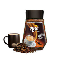 Nice Instant Classic Coffee Rich Aroma & Smooth Taste Instant Coffee Powder Soluble Instant Blend Delicious & Convenient Freeze Dried Coffee Roasted Coffee in Airtight Glass Jar 200g
