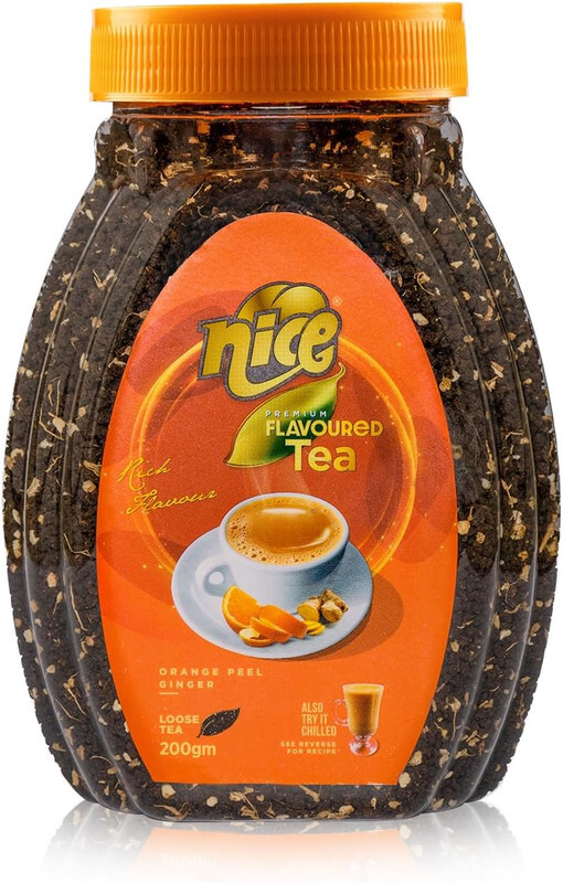 Nice Loose Flavored Tea- Orange Peel Flavored Tea Leaves- Rich Natural & Pure Taste India's Original Organic Herbal Tea- Immunity Boosting Loose Tea Leaves-Stay Fresh Jar 200g