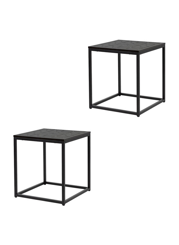 

Generic Metal Marble Top Side Lamp Tables for Living Room, 2 Pieces, Black