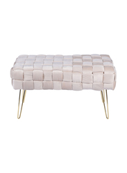 Vanity Living Modern Bedside Bench With Gold Metal Legs, Cream