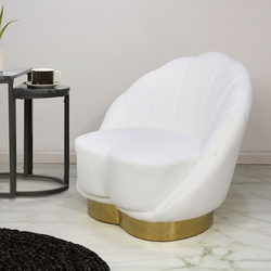 Vanity Living 78cm Modern Velvet Makeup Dressing Chair with Stainless Steel Base for Bedroom & Guest Lounge, White/Gold