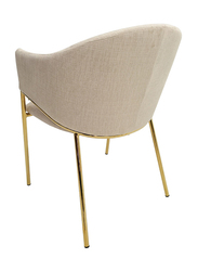 Vanity Living Modern Armchair With Velvet Fabric With Gold Metal Legs, Cream