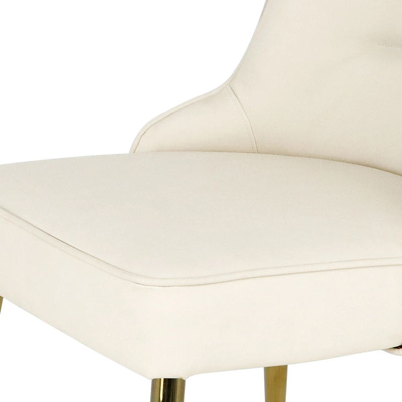 Vanity Living Modern Dining Armless Chair With PU Fabric and Shiny Gold Stainless Steel Legs, White