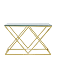 Vanity Living Porto Modern Tempered Glass Top with Sturdy Stainless Steel Frame Console Table, Gold