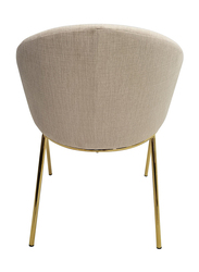 Vanity Living Modern Armchair With Velvet Fabric With Gold Metal Legs, Cream