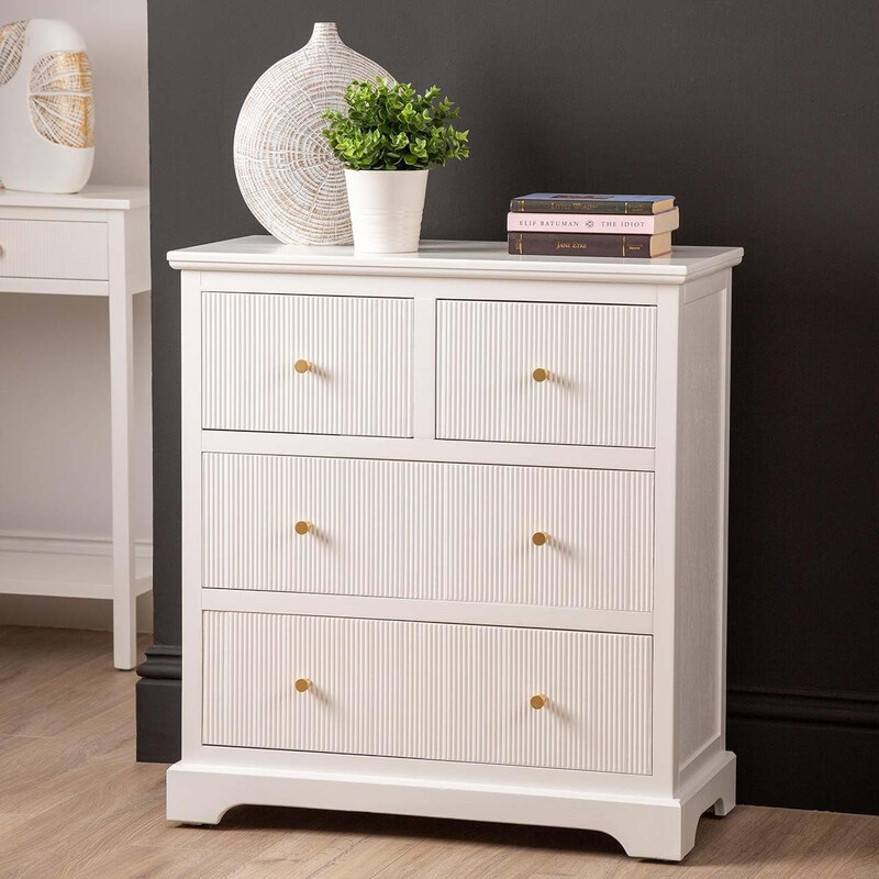 

Vanity Living 4-Drawers Wooden Storage Cabinet, 81cm, White