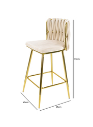 Vanity Living Viola Cream Velvet with Gold Legs Barstool