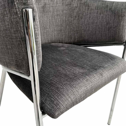 Vanity Living Modern Armchair With Velvet Fabric With Chrome Metal Legs, Grey