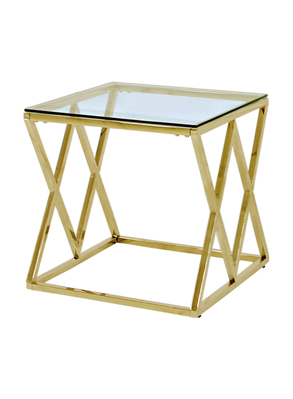 Sofa End Accent Side Table, Gold