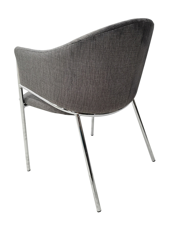 Vanity Living Modern Armchair With Velvet Fabric With Chrome Metal Legs, Grey