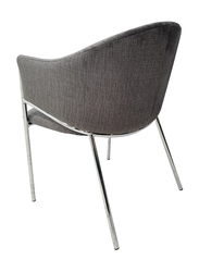 Vanity Living Modern Armchair With Velvet Fabric With Chrome Metal Legs, Grey