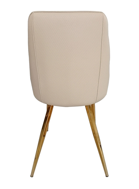 Vanity Living Velvet and PU Leather Seat Dining Chair with Gold Metal Legs for Living & Bedroom, Cream/Gold