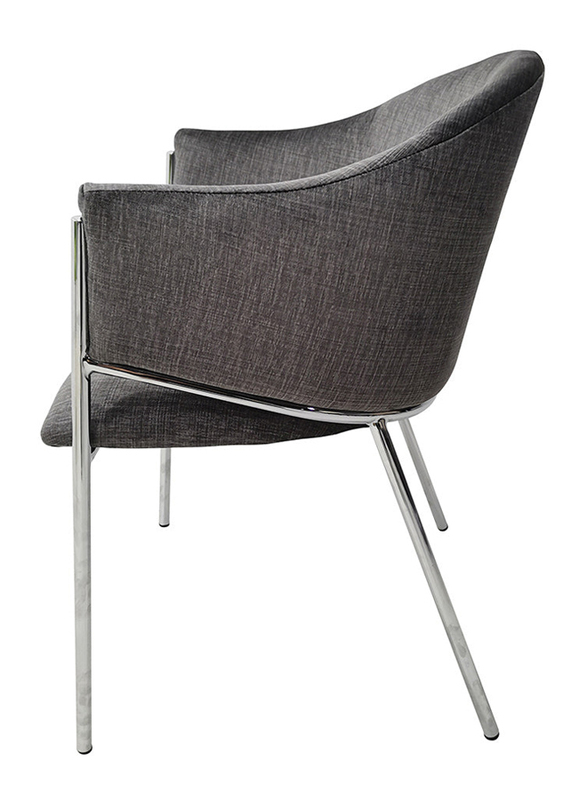 Vanity Living Modern Armchair With Velvet Fabric With Chrome Metal Legs, Grey