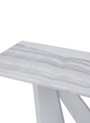 Vanity Living Modern Style Wood Console Bergamo Marble Finish Table with Metallic Base, 110cm, White