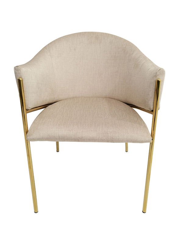 Vanity Living Modern Armchair With Velvet Fabric With Gold Metal Legs, Cream