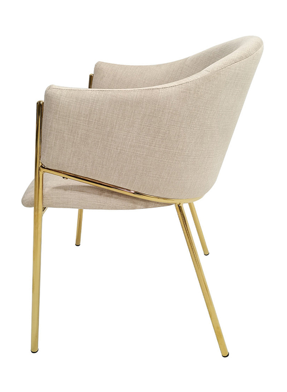 Vanity Living Modern Armchair With Velvet Fabric With Gold Metal Legs, Cream