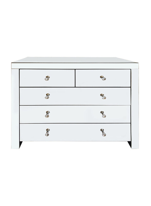 

Vanity Living 5 Drawers Palma Mirrored Storage Chest for Bedroom & Living Room Furniture, Chrome
