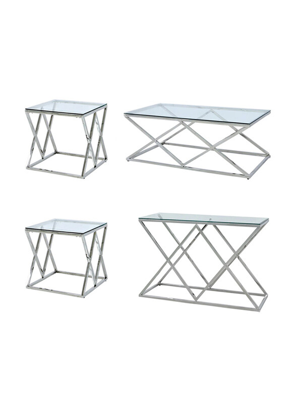 

Vanity Living Metal Centre Console Table Set, Chrome