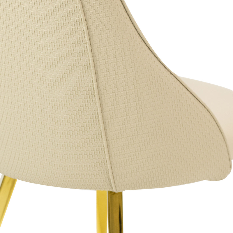 Vanity Living Velvet and PU Leather Seat Dining Chair with Gold Metal Legs for Living & Bedroom, Cream/Gold