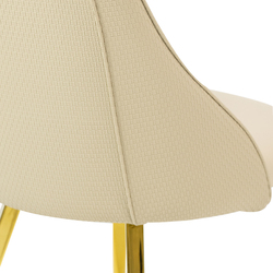 Vanity Living Velvet and PU Leather Seat Dining Chair with Gold Metal Legs for Living & Bedroom, Cream/Gold