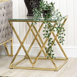 Sofa End Accent Side Table, Gold