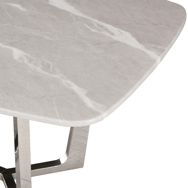 Vanity Living Large Dining Table With Marble Stone Top, Grey