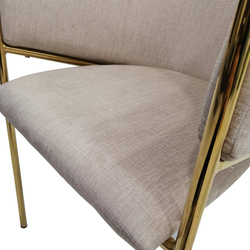 Vanity Living Modern Armchair With Velvet Fabric With Gold Metal Legs, Cream