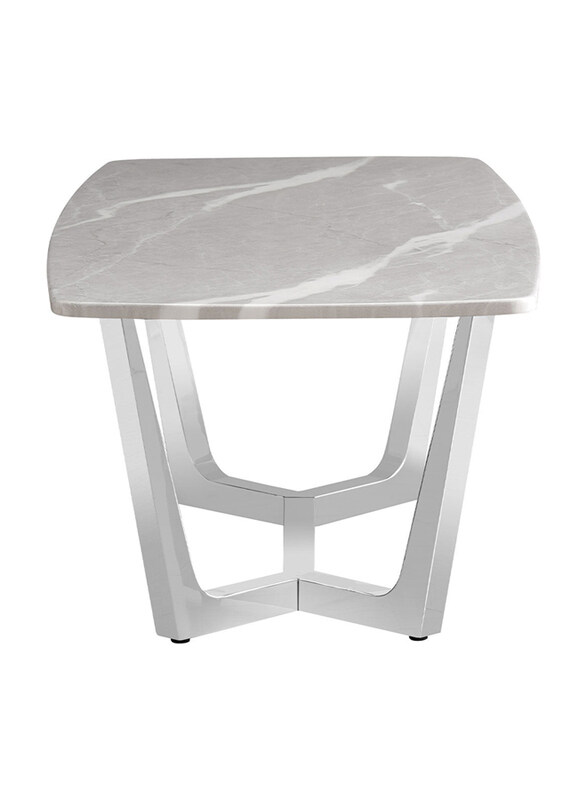 

Generic Marble Top End Table with Stainless Steel Base, Gold