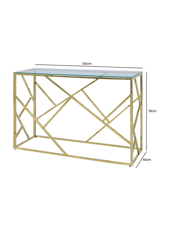 

Generic Sturdy Stainless Steel Frame & Tempered Glass Top Console Table, Gold